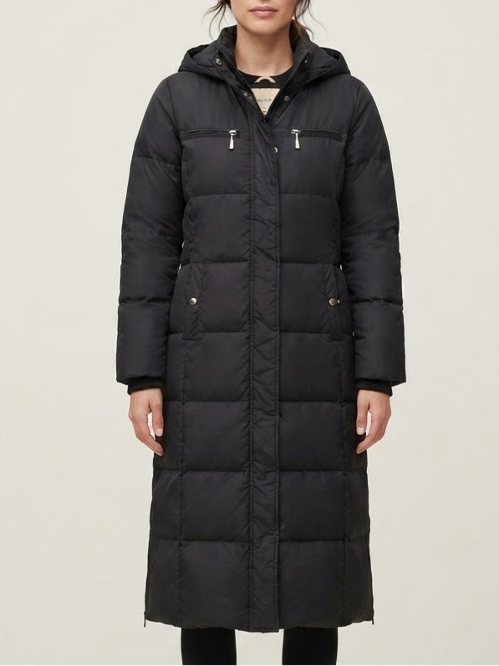 Michael Kors Sz L Black Long Winter Down Filled Hooded Puffer Coat